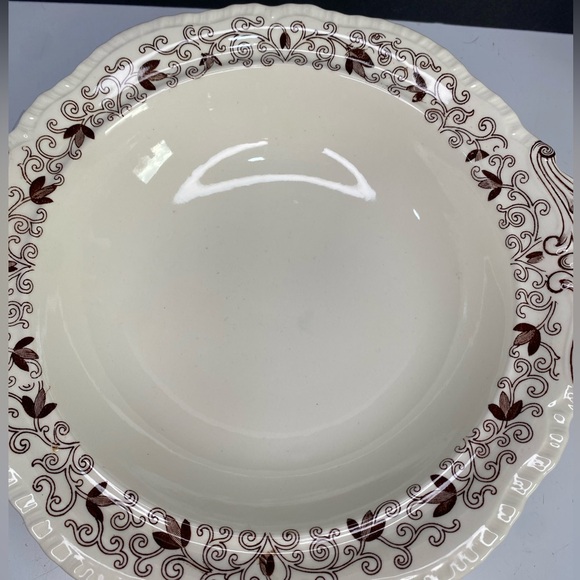 MASON'S BOW BELLS BROWN, FLOWERS & SCROLLS: Lidded SERVING BOWL 11” CRAZING - Picture 8 of 16